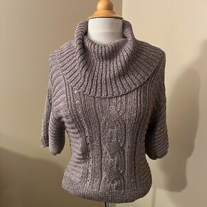 INC International Concepts Brown Shimmer Turtleneck Short Sleeve Sweater Sz S